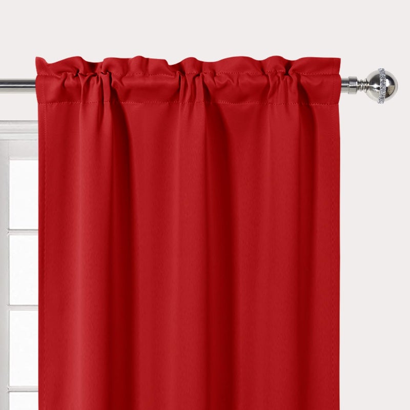 DWCN Red Christmas Kitchen Valance for Windows Rod Pocket Window Valance Curtains for Kitchen Bedroom Living Room 60 x 18 inch Long,1 Panel - Image 3